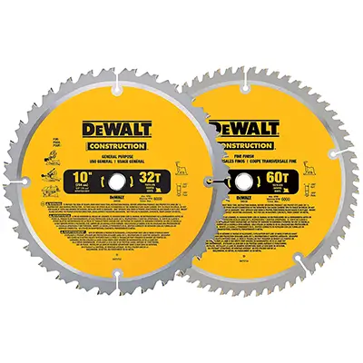 DEWALT 10-Inch Miter / Table Saw - Blades, 60-Tooth