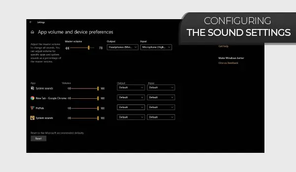 Configuring the Sound Settings   